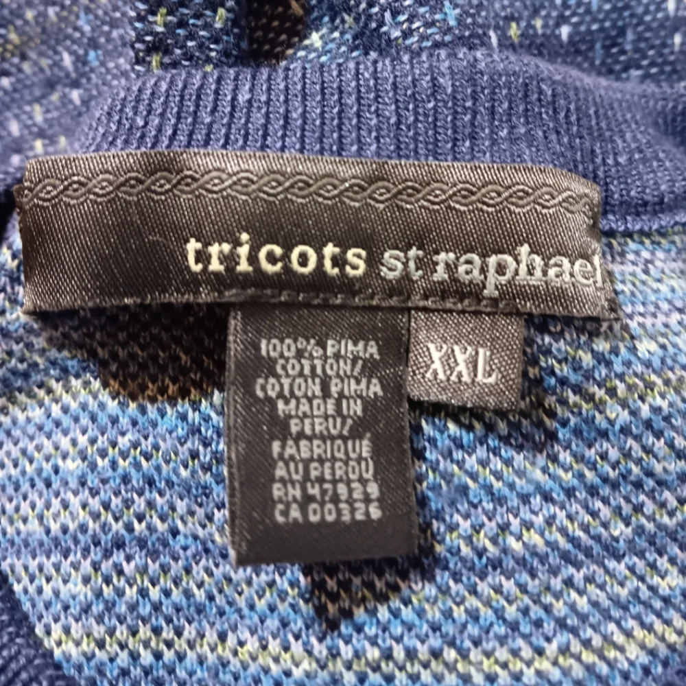 Tricots St Raphael Mens XXL Sweater Blue Pima Cotton Classic